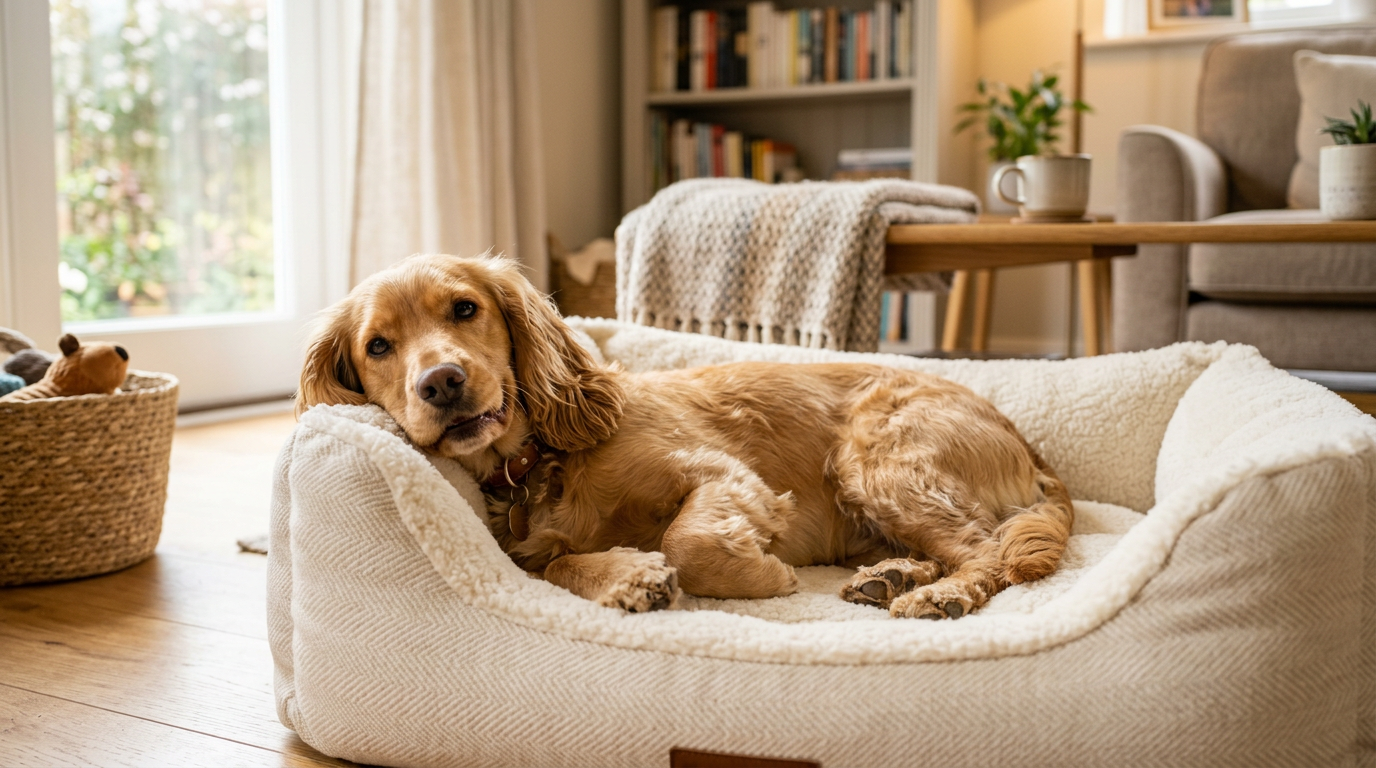 Golden cocker spaniel resting
